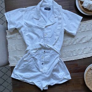 Kittenish White Utility Romper